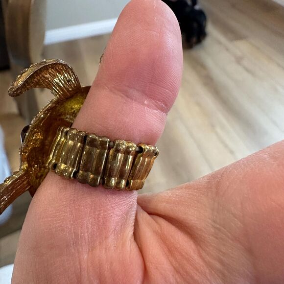 Turtle Ring Statement Sea Turtle Rhinestone Sparkling Ring Adjustable - Picture 3 of 4